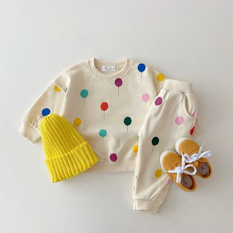 Conjunto niño manga larga estampado globo primavera otoño