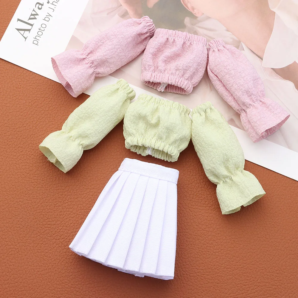 Ropa para muñecas BJD: blusas, camiseta y falda plisada a cuadros - imagen 2