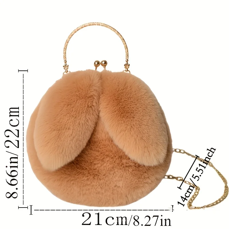 Bolso bandolera de felpa con orejas de conejo y cadena elegante - imagen 5