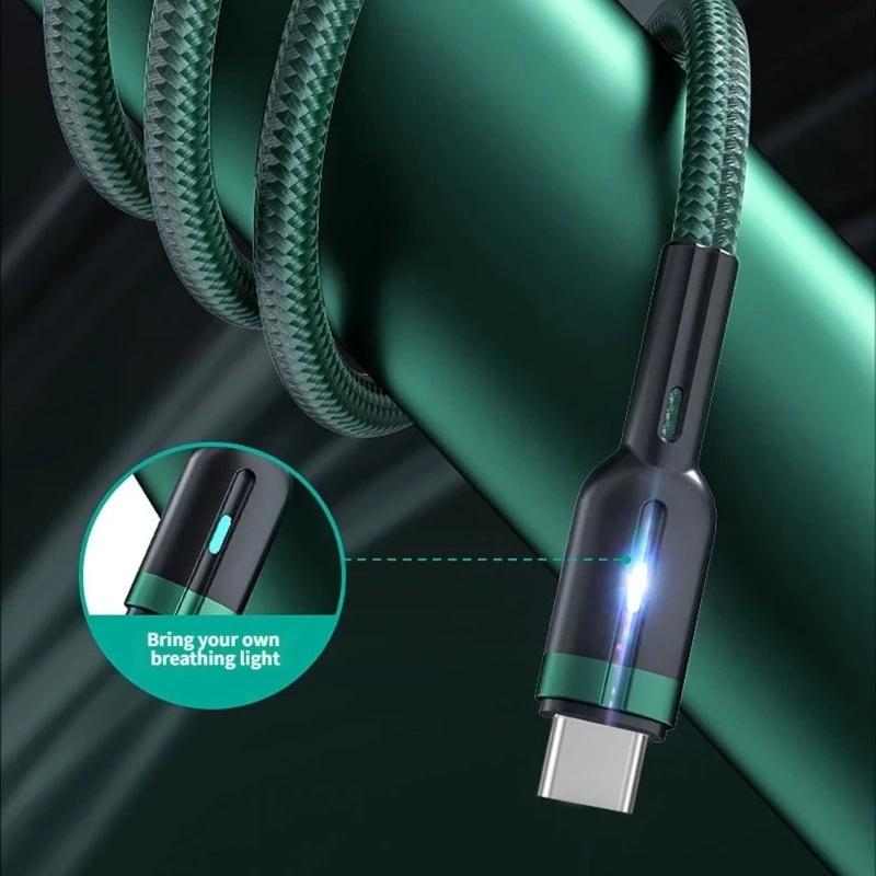 Cable de carga USB-C trenzado con LED y apagado automático - imagen 4