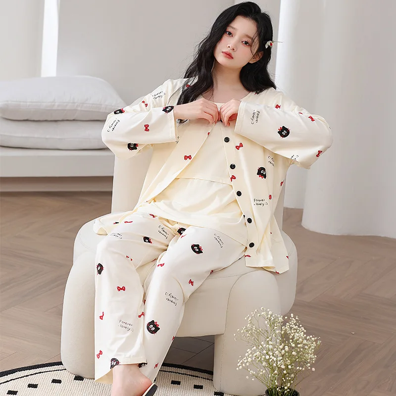 Pijama de embarazo Modal top pantalón para lactancia - imagen 2