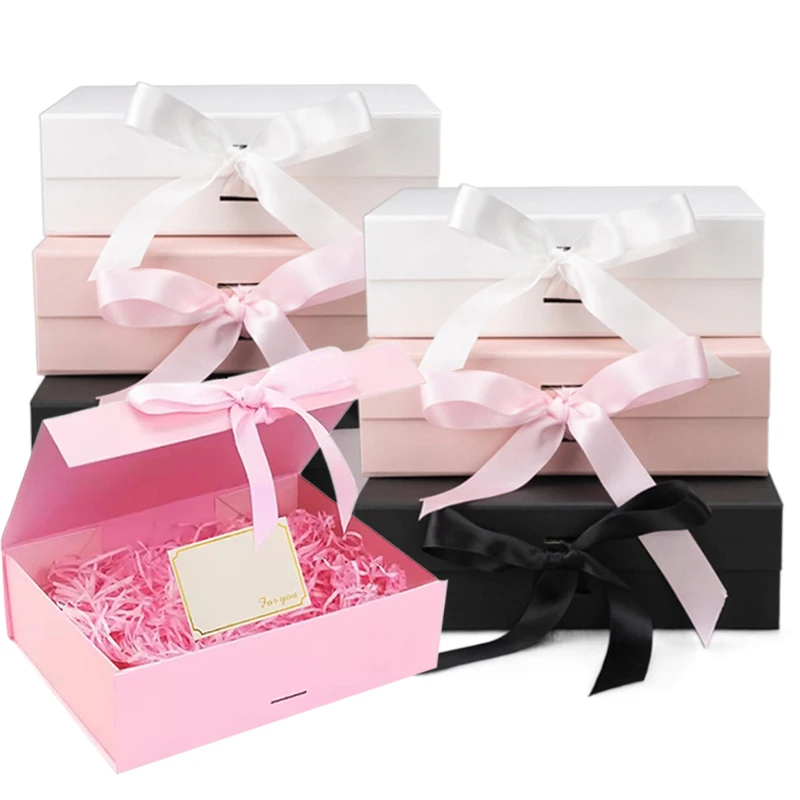 Caja de regalo magnética plegable con hierba Lafite y felicitación