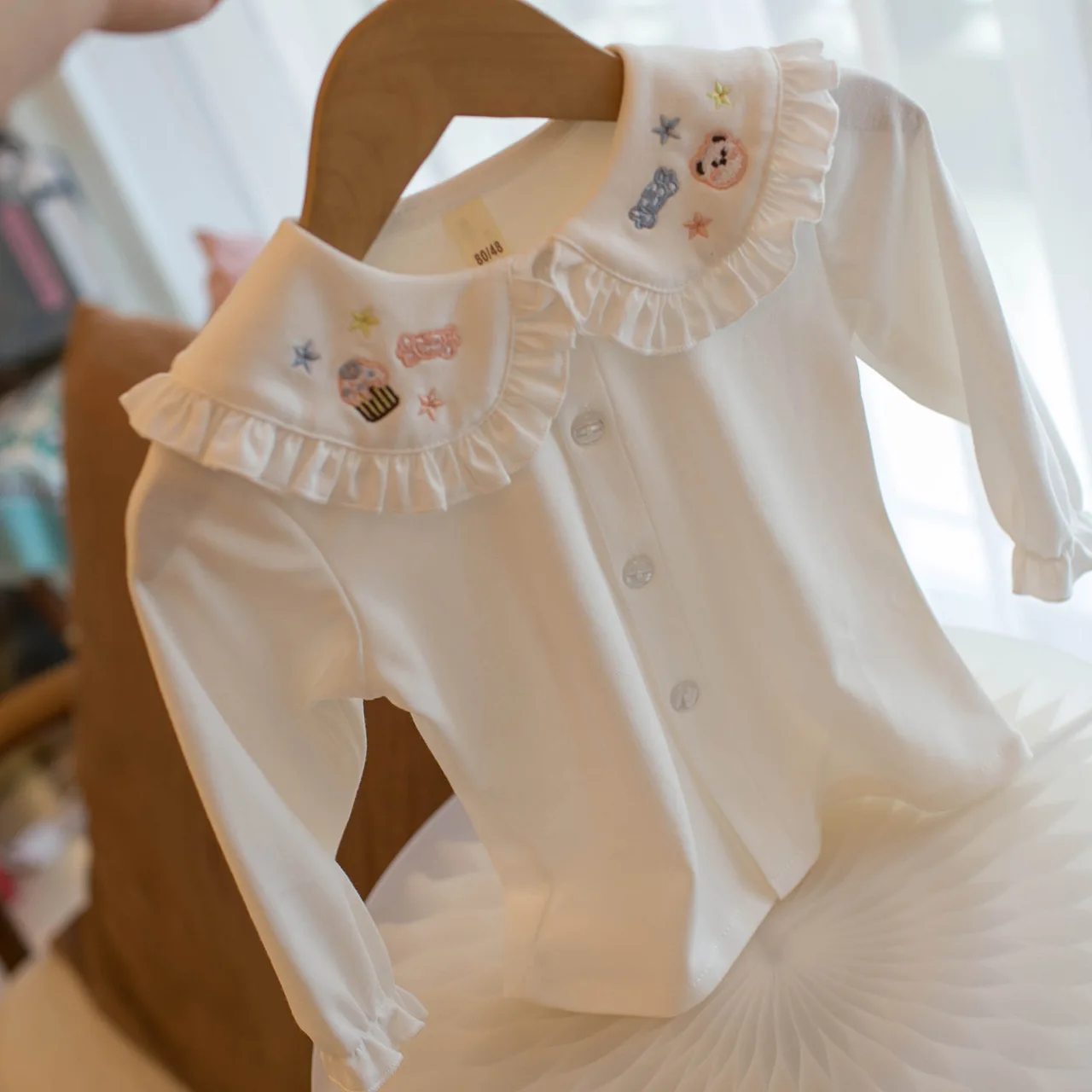 Blusas de primavera para niñas con bordado de estrellas