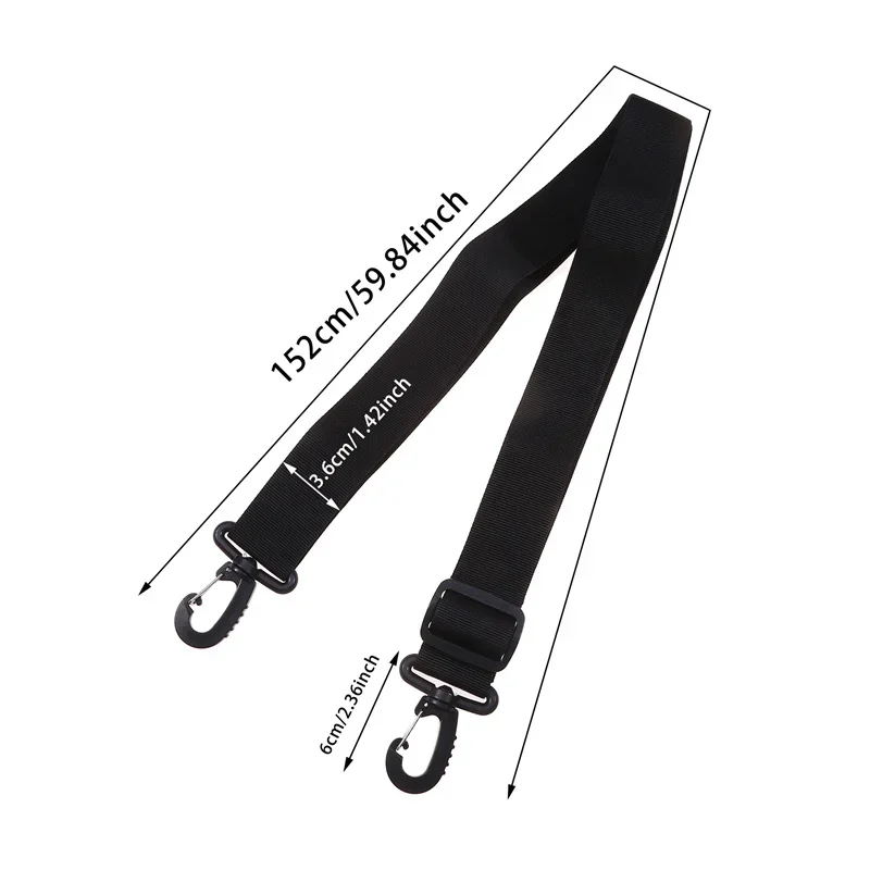 Correa ancha de nailon negra para bolso bandolera
