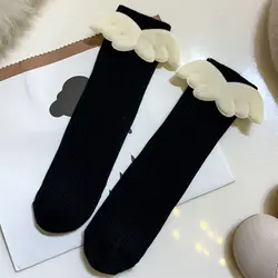 Calcetines alas de ángel de algodón suave hasta la rodilla para niños