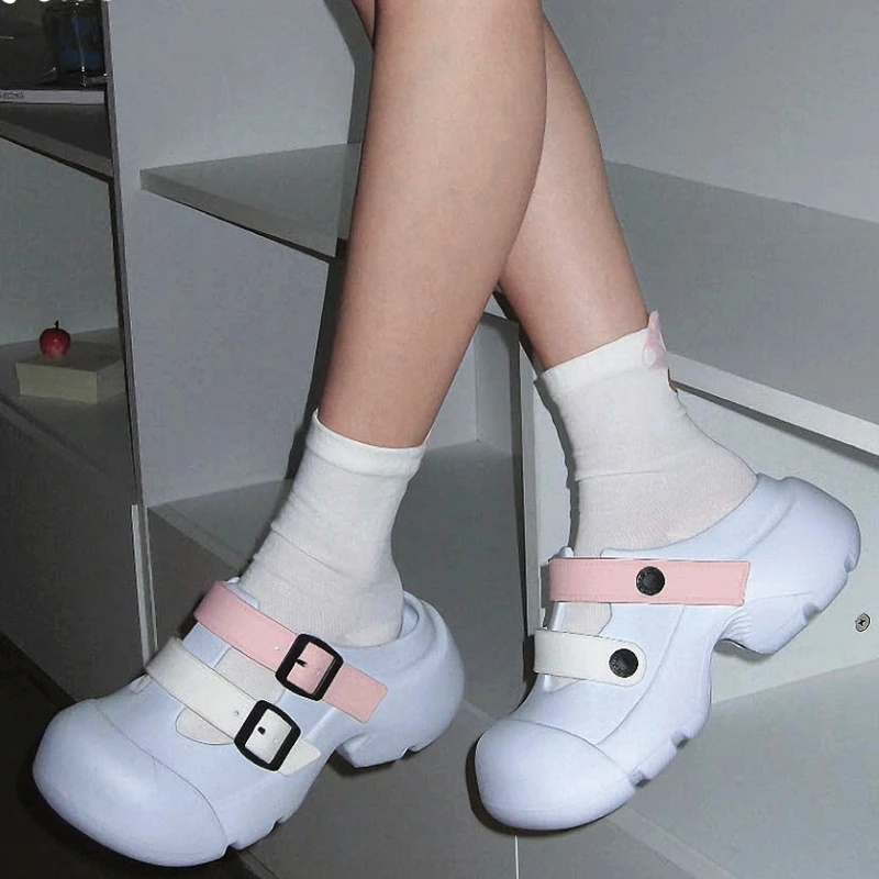 Zapatillas plataforma estilo coreano para niñas Mary Jane gruesas - imagen 3