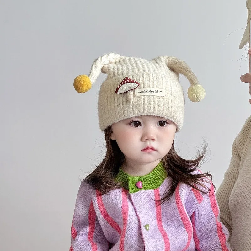 Gorrito bebé con orejeras de lana gruesa cortaviento, otoño-invierno
