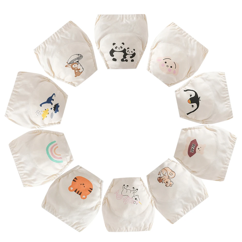 Pantalones de entrenamiento de muselina para bebé unisex con dibujos