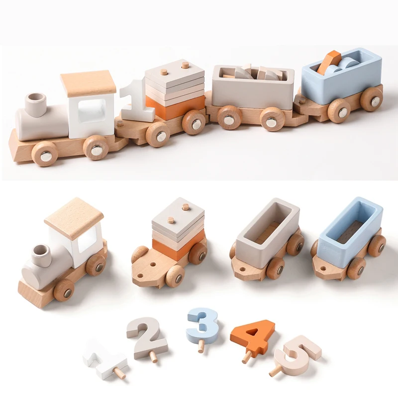 Tren de madera Montessori para niño - Juguete educativo - imagen 3