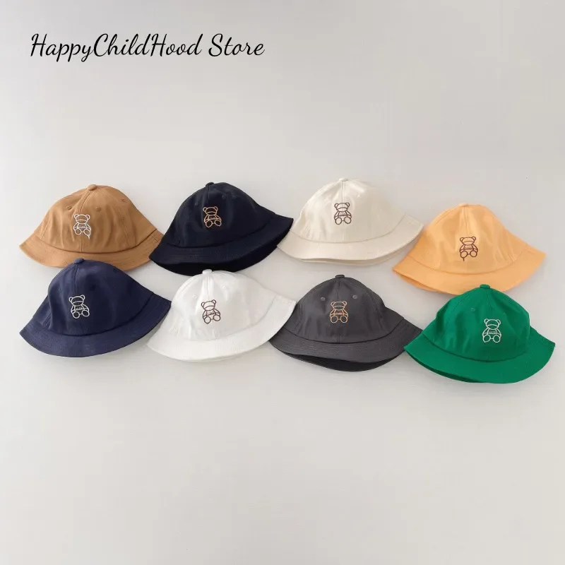 INS Casual sombrero de cubo de verano para niños con oso pescador