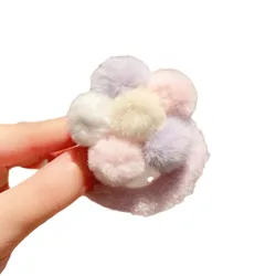 Diademas de flores de peluche para niñas con lazos y elástico