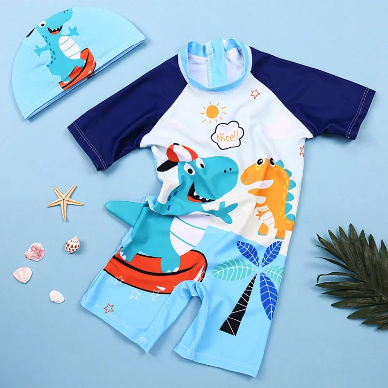 Traje de baño infantil dinosaurios con gorro y antisarpullidos - imagen 3
