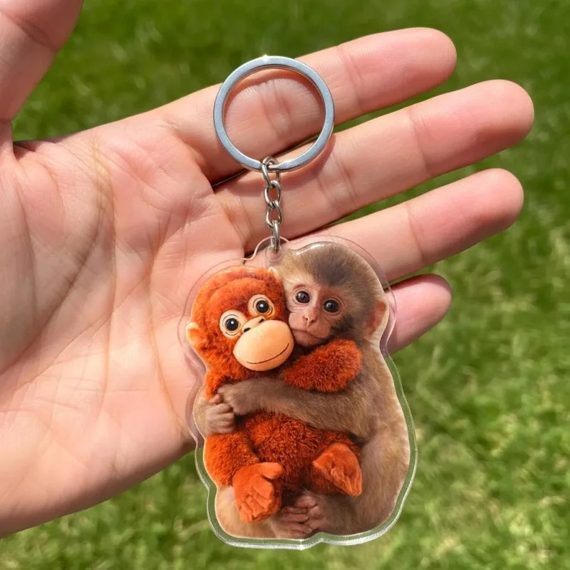 Llavero de acrílico con mono divertido para mochila y llaves - imagen 4