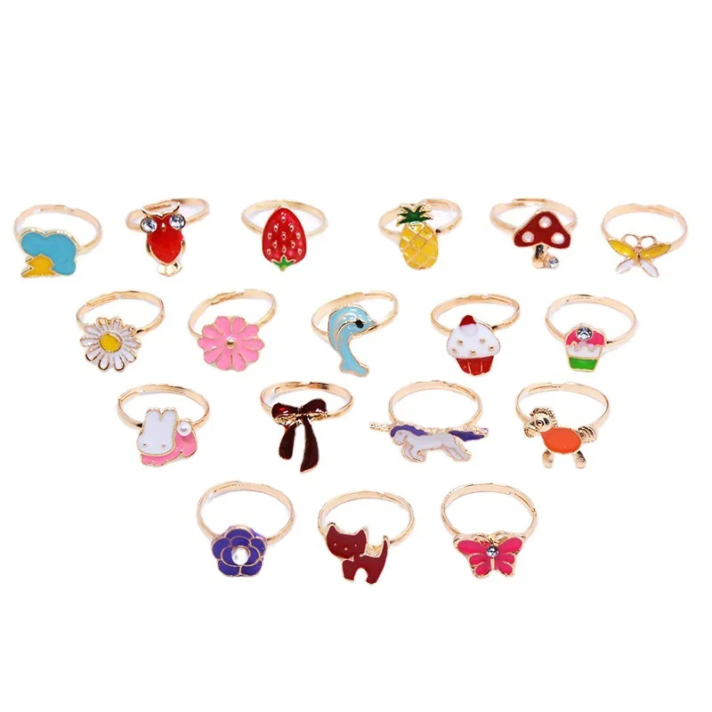 Anillos con diseño de animalitos y cristal brillante