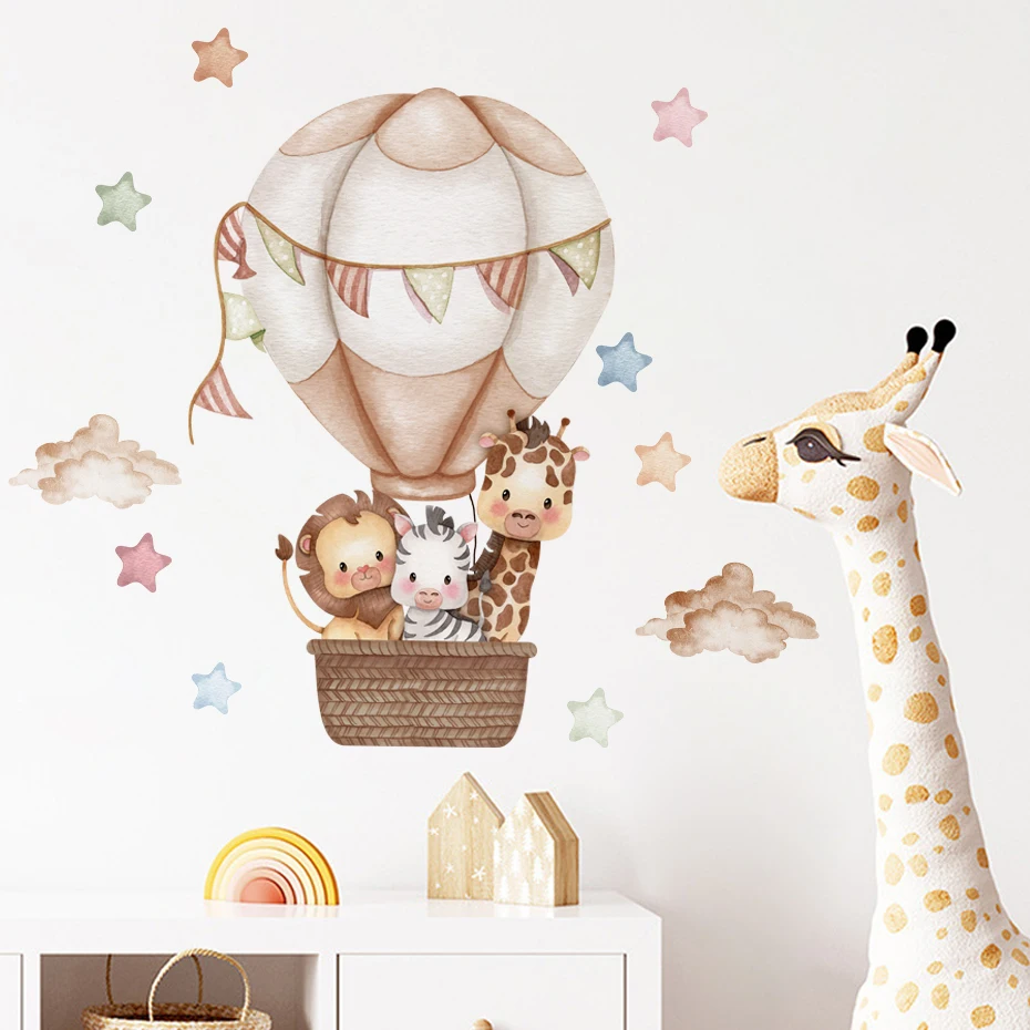 Pegatinas de globo de aire caliente acuarela para habitación infantil - imagen 5