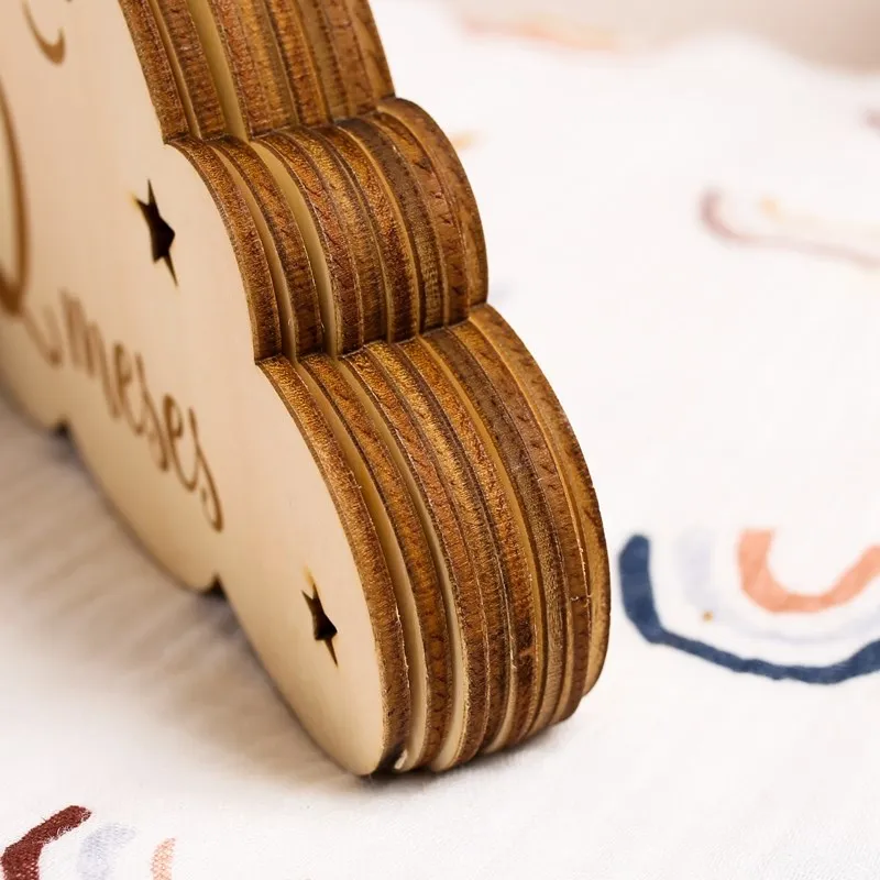 Tarjetas de madera nube para recién nacido – Set recuerdo