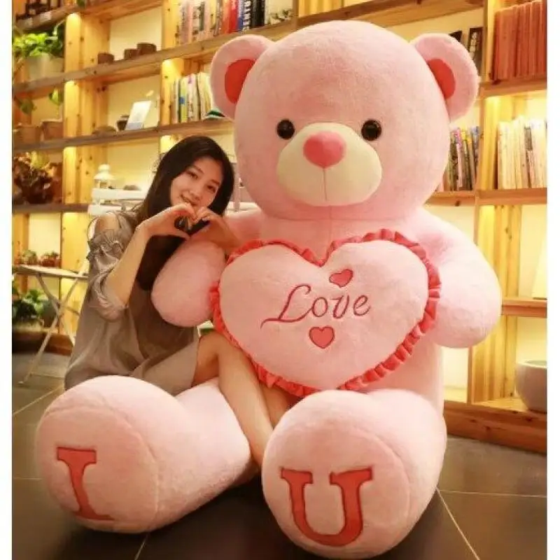Grote Te quiero cojín de peluche oso con corazón - imagen 3