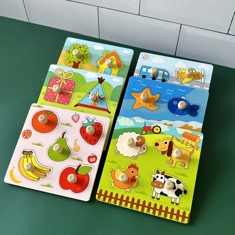 Tablero de madera Montessori con diseño de animales