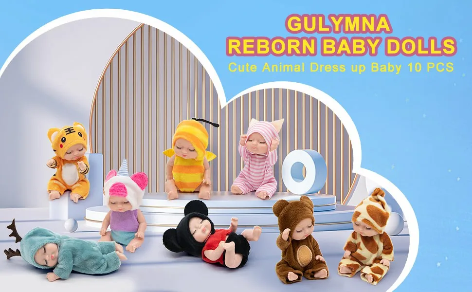 Mini muñeca Reborn con ropa de animal lavable