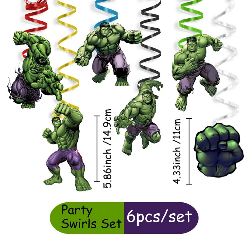 Hulk decoración de cumpleaños con adornos espirales colgantes - imagen 4