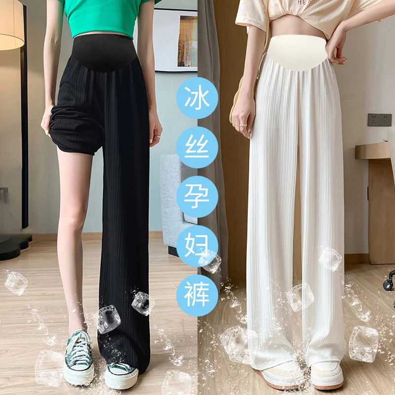 Pantalón premamá de verano pernera ancha con cintura elástica - imagen 5
