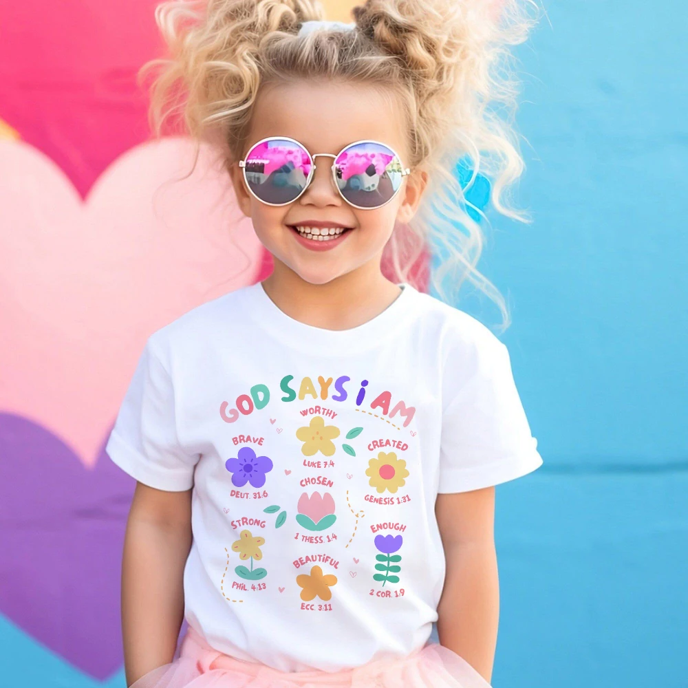 Camiseta infantil con lema Dios dice que soy valiente - Manga corta - imagen 5