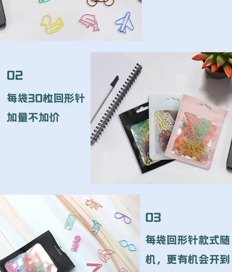 Clips decorando sobre y cuaderno creativo