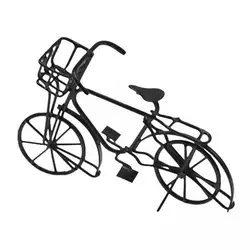 Bicicleta en miniatura metálica negra realista para casas de muñecas