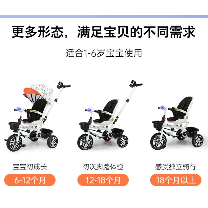 Triciclo rickshaw para bebé – Cochecito de bicicleta giratorio - imagen 3