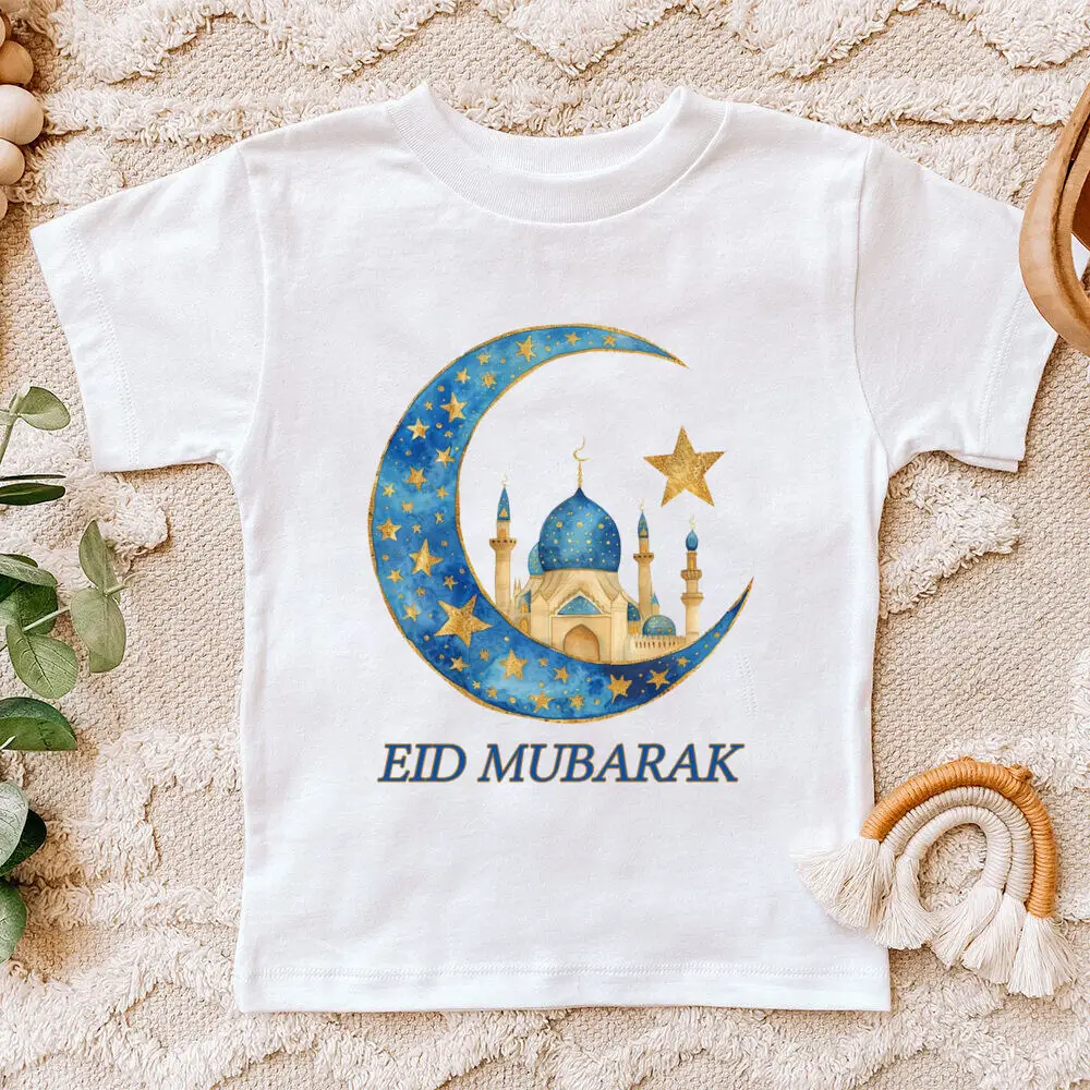 Camiseta infantil Ramadan – Estampado luna y estrella, algodón suave - imagen 4