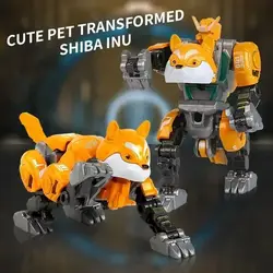 Robot perro deformable de transformación animado, figura para niños