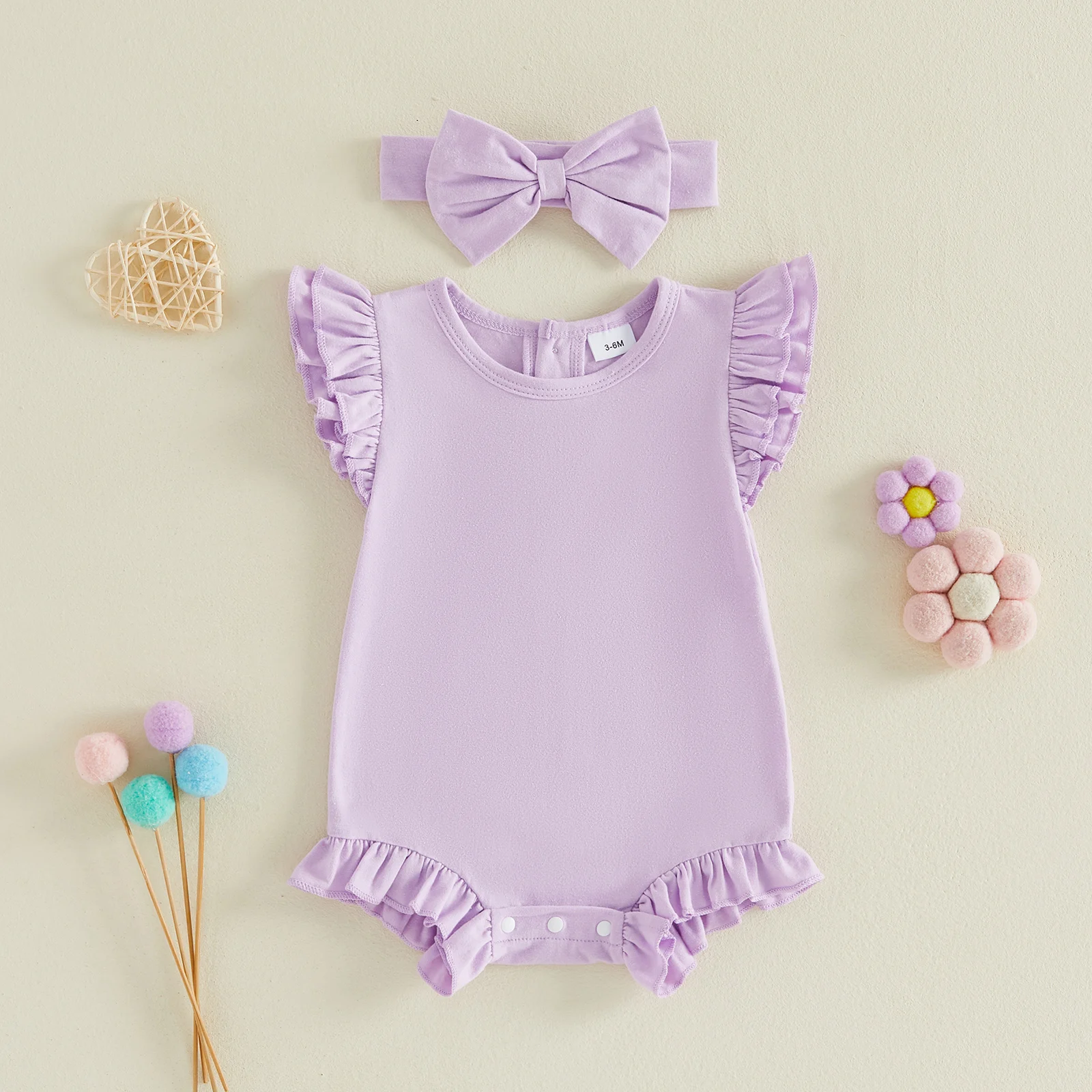 Conjunto pelele algodón a cuadros vichy para niña con diadema - imagen 3