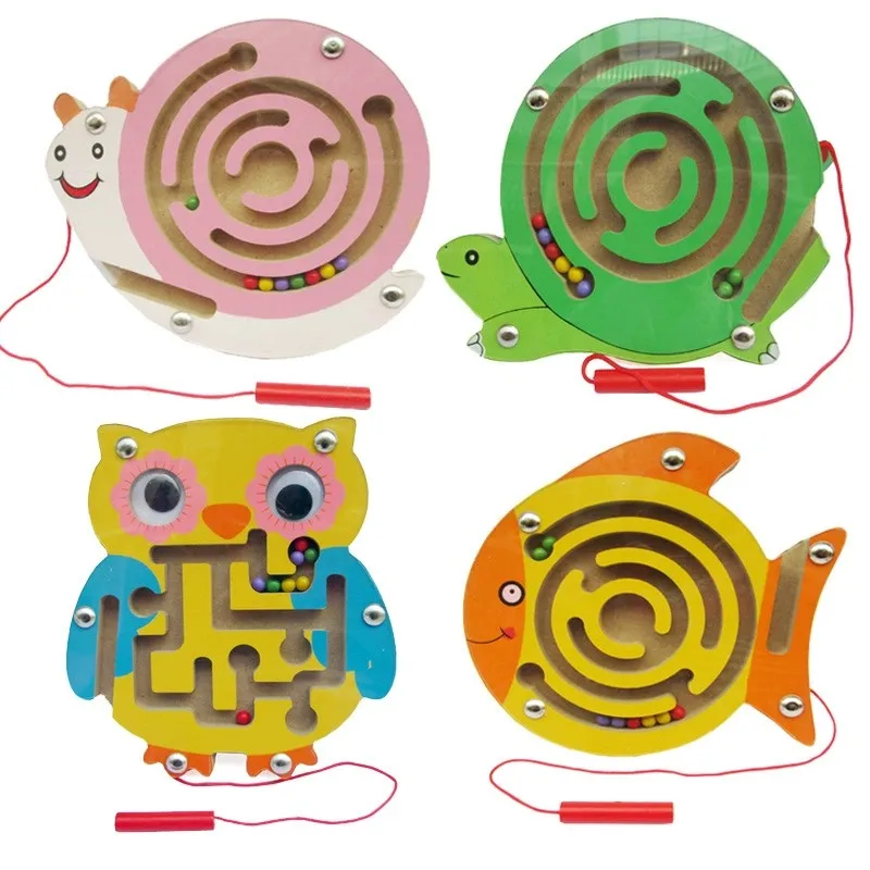 Juguete Montessori de madera con laberinto magnético para niños - imagen 2