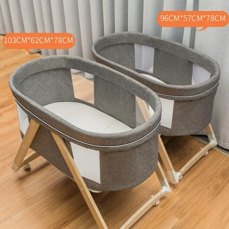 Cuna portátil de madera maciza – Plegable y mecedora para bebé - imagen 5