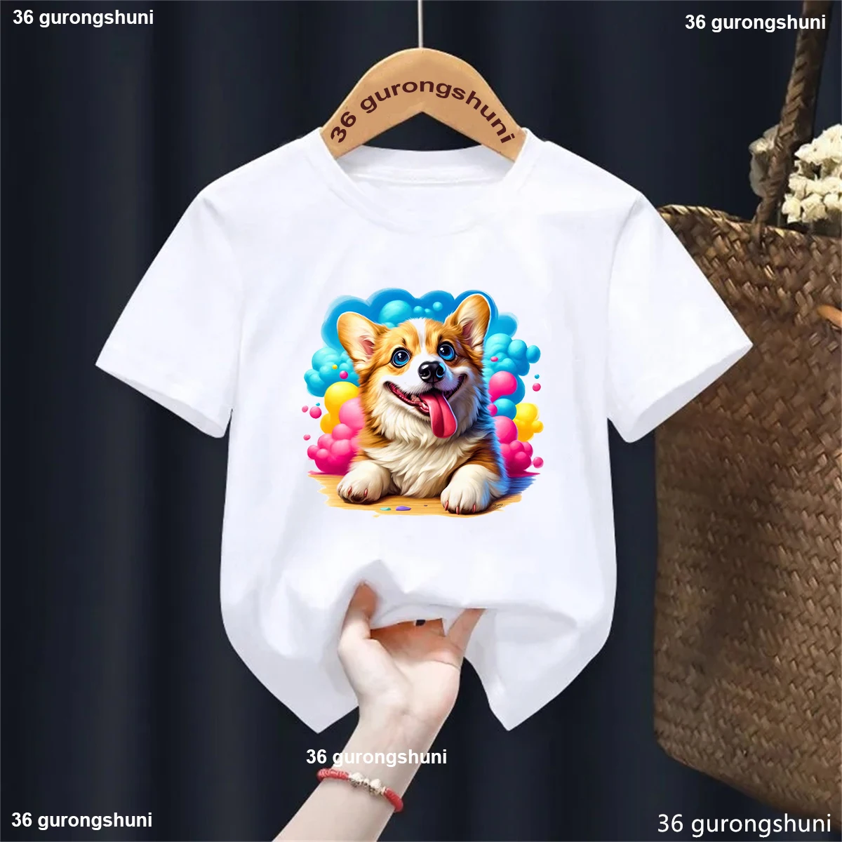 Camiseta infantil Corgi arcoíris – Estilo kawaii verano - imagen 5