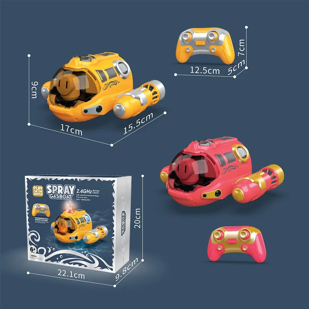 Barco RC de control remoto con luces y hélice doble para niños - imagen 3