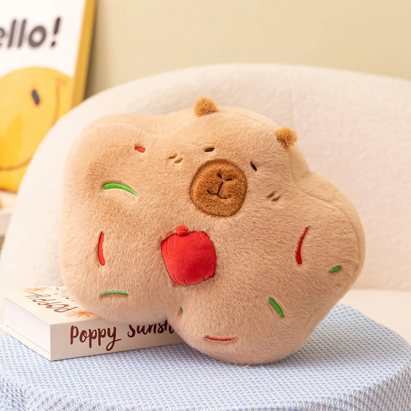 Almohada de capibara colocada como respaldo