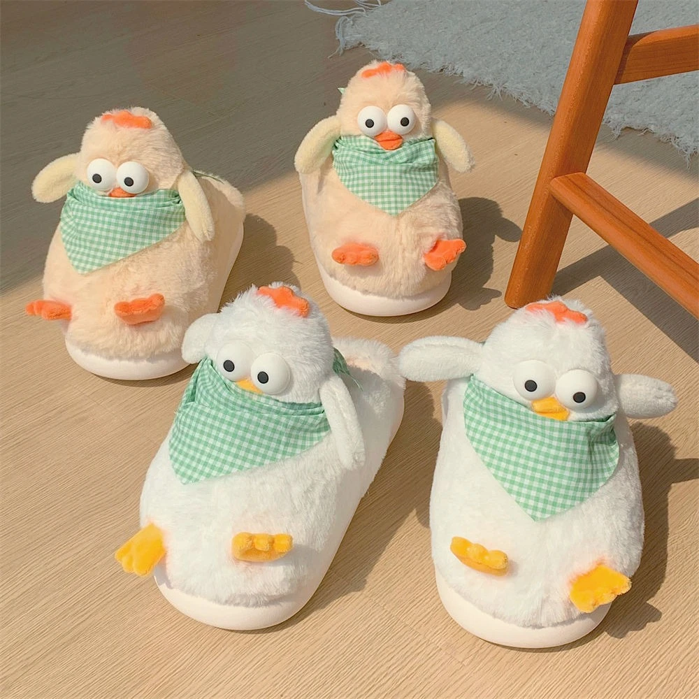 Zapatillas de casa mullidas de felpa antideslizante con pollo - imagen 4