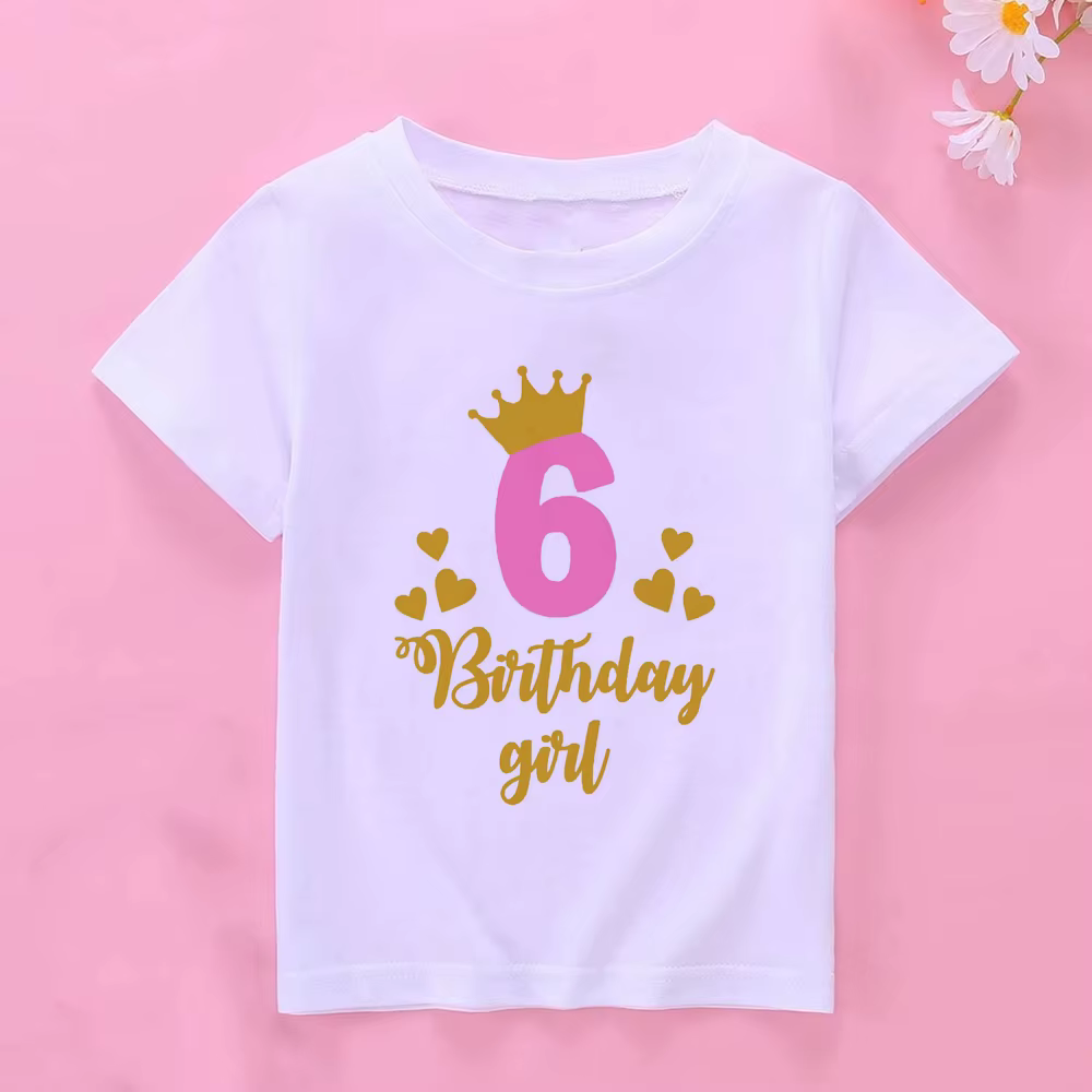 Camiseta feliz cumpleaños para niña – Manga corta con número - imagen 5