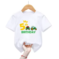 Camiseta infantil de tractor con números – Manga corta para niños