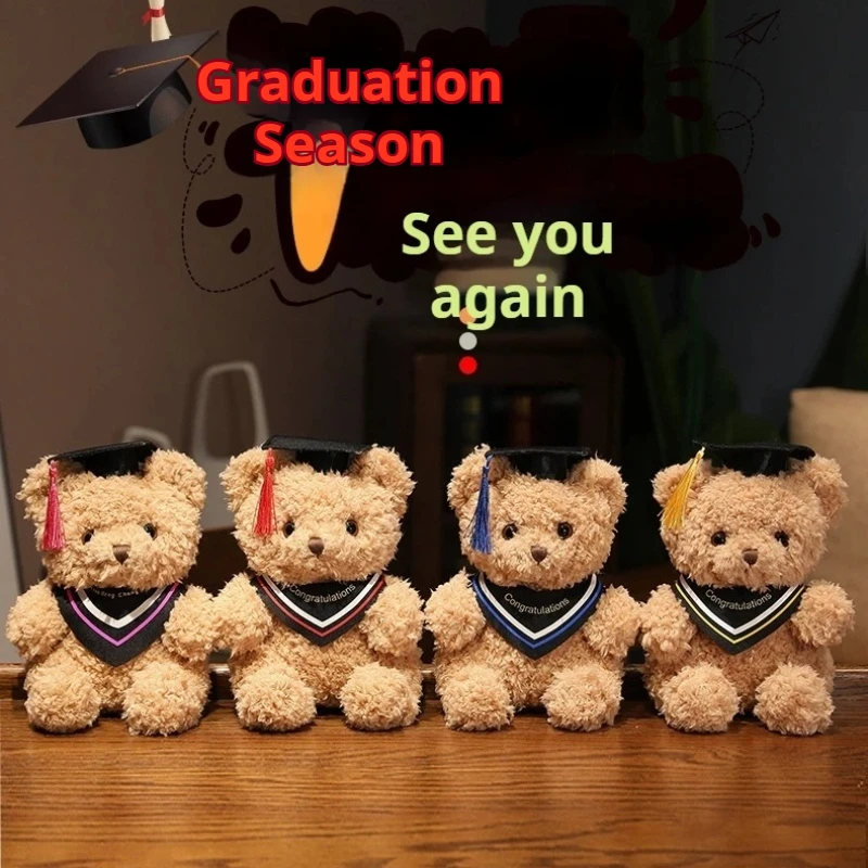 Oso de peluche graduación con bata académica, sentado - imagen 4