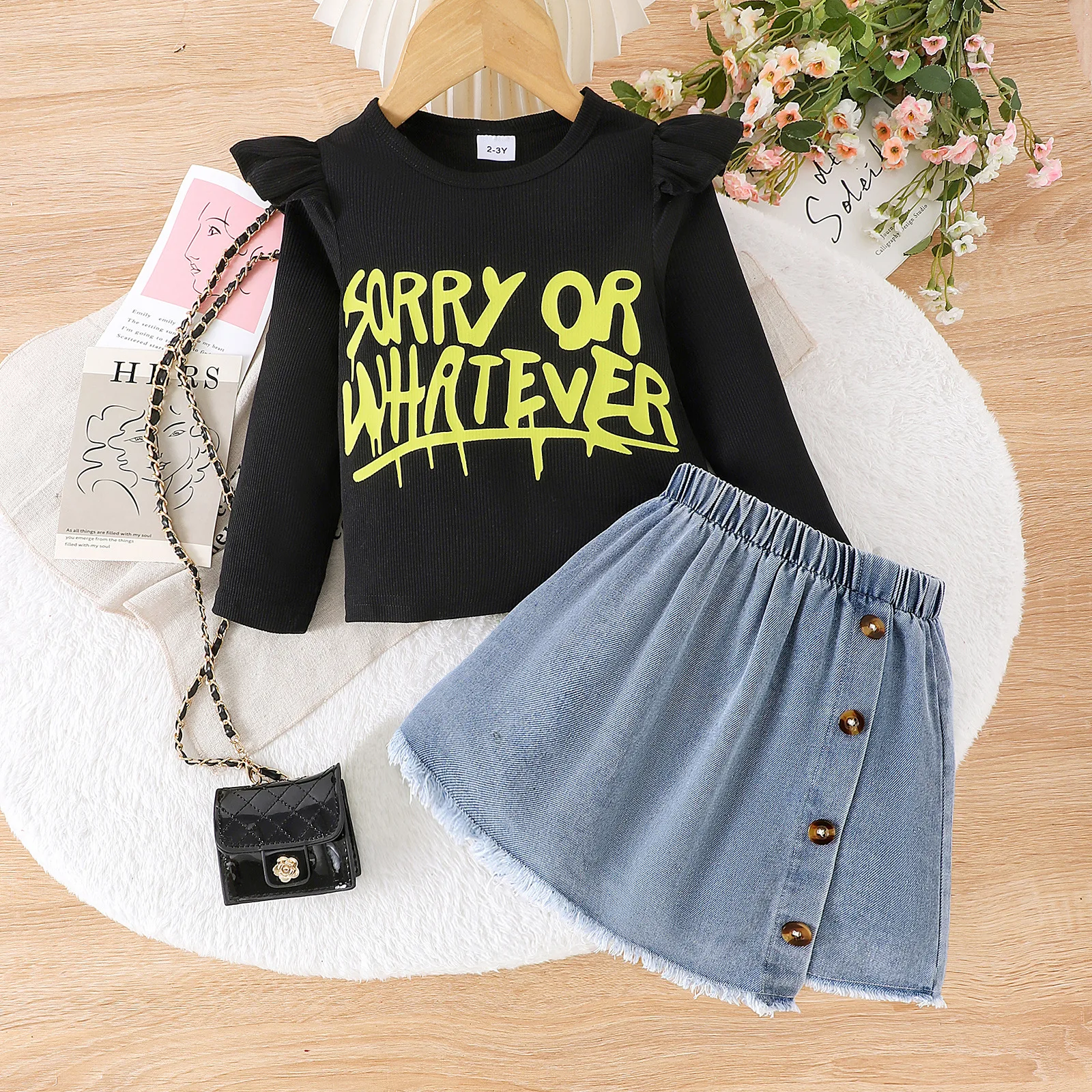 Conjuntos infantiles para niños: tops de manga larga y falda vaquera - imagen 4