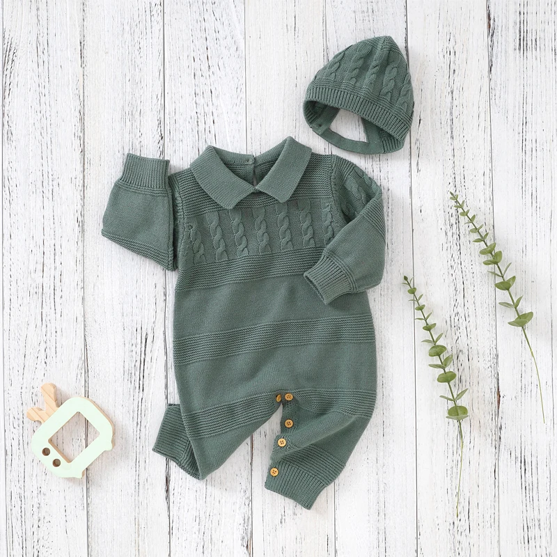 Pelele bebé algodón cuello tortuga manga larga otoño invierno
