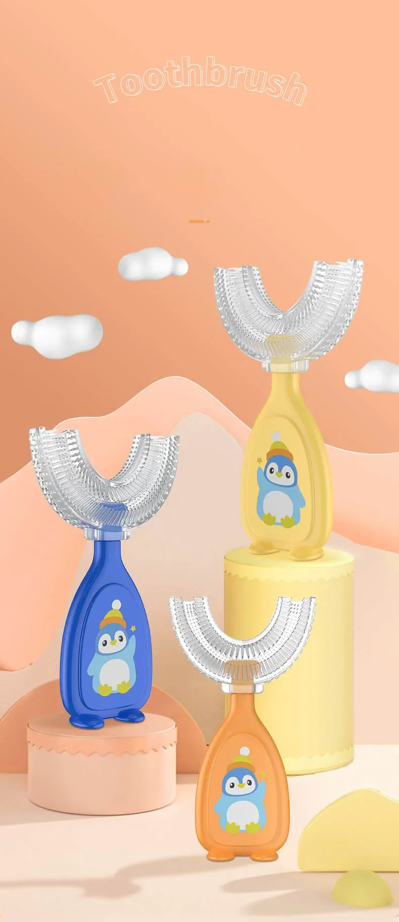 Cepillo de dientes para niños en forma de U de silicona