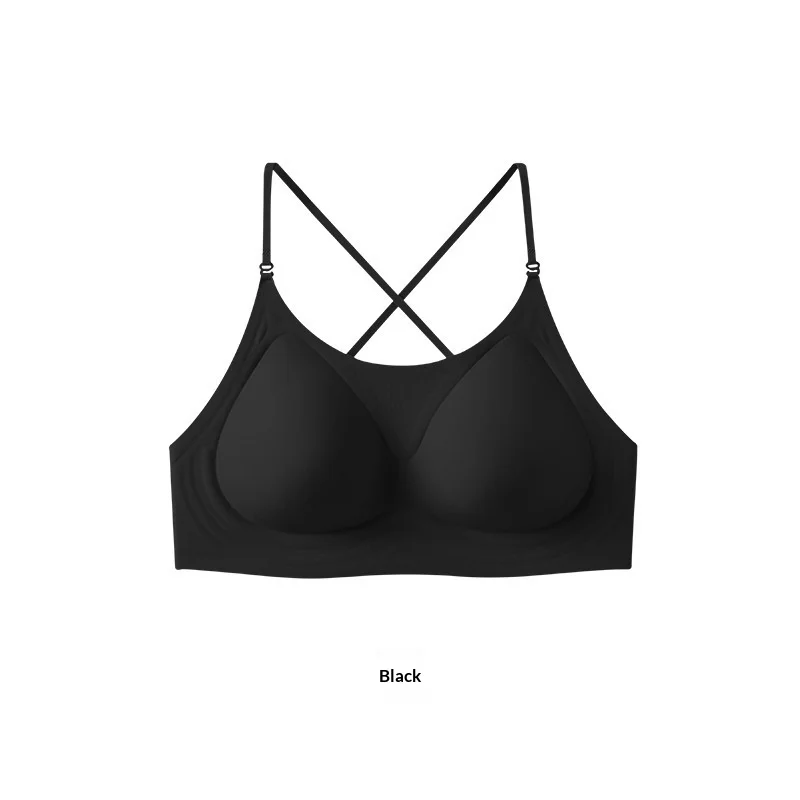 Sujetador sin espalda rosa invisible con tiras cruzadas push-up - imagen 3