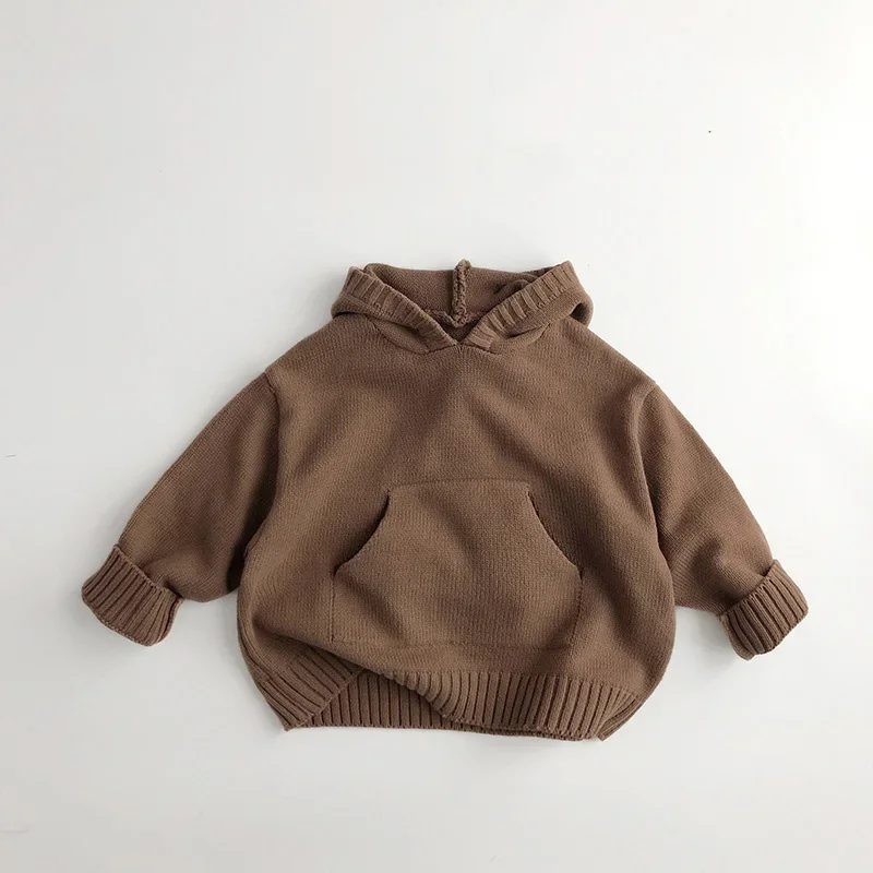 Jersey de punto fino con capucha y bolsillo para niños