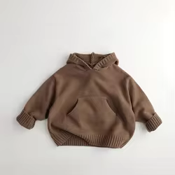 Jersey de punto fino con capucha y bolsillo para niños