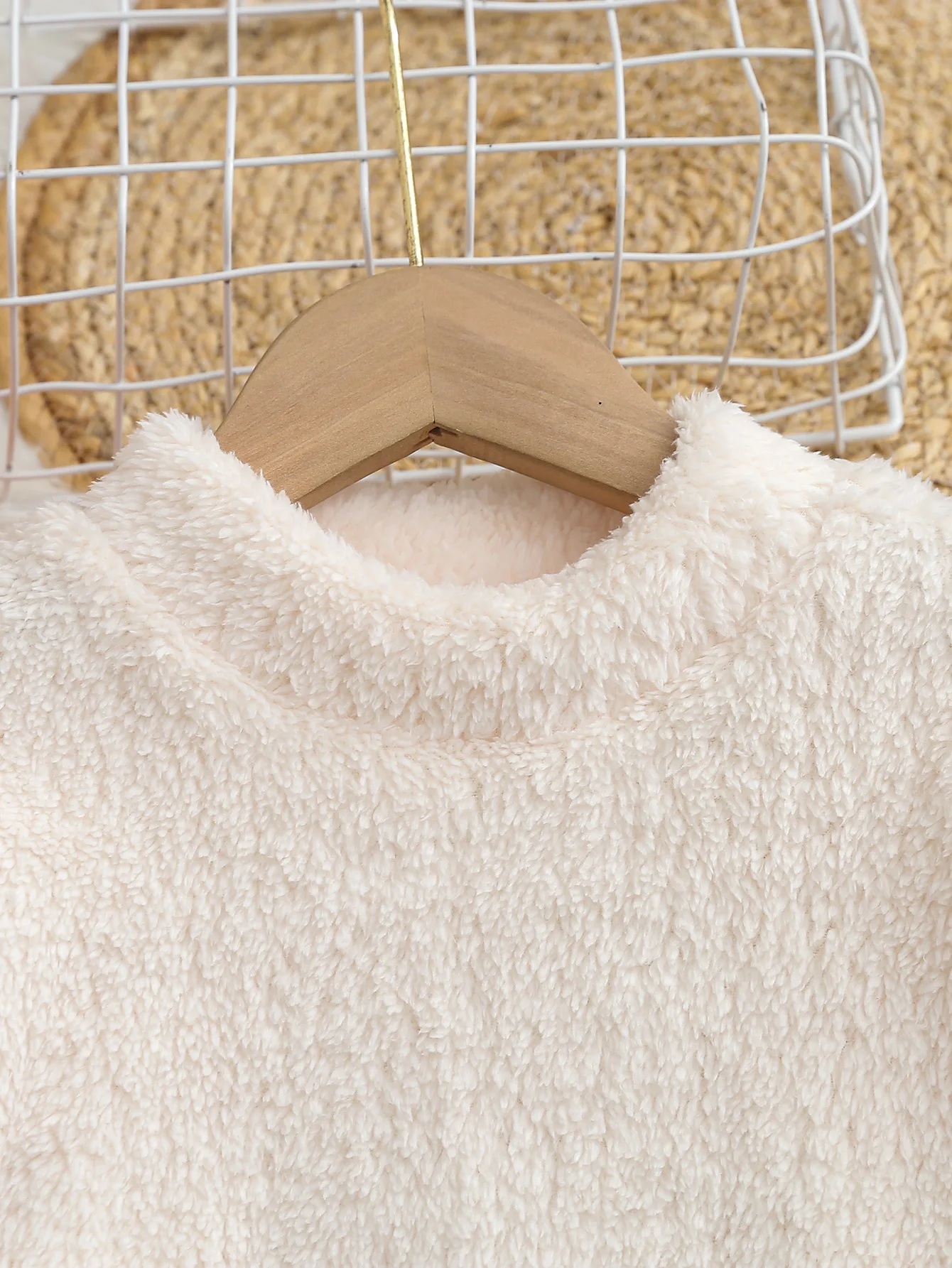 Chaqueta de felpa reversible doble cara beige para niños - imagen 2