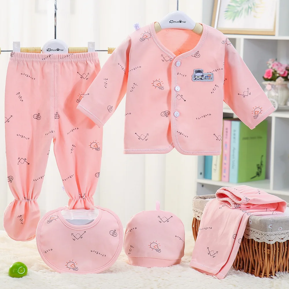 Conjunto recién nacido algodón con dibujos animados, tops y pantalones suaves - imagen 5