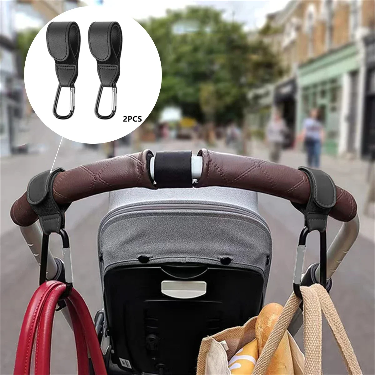 Vista del organizador para accesorios del cochecito